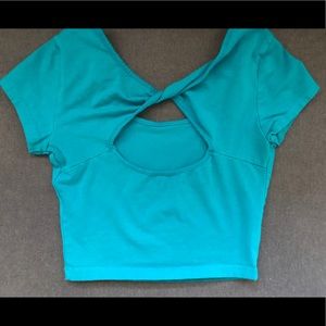 Turquoise Crop Top w/ Cut-Out Back